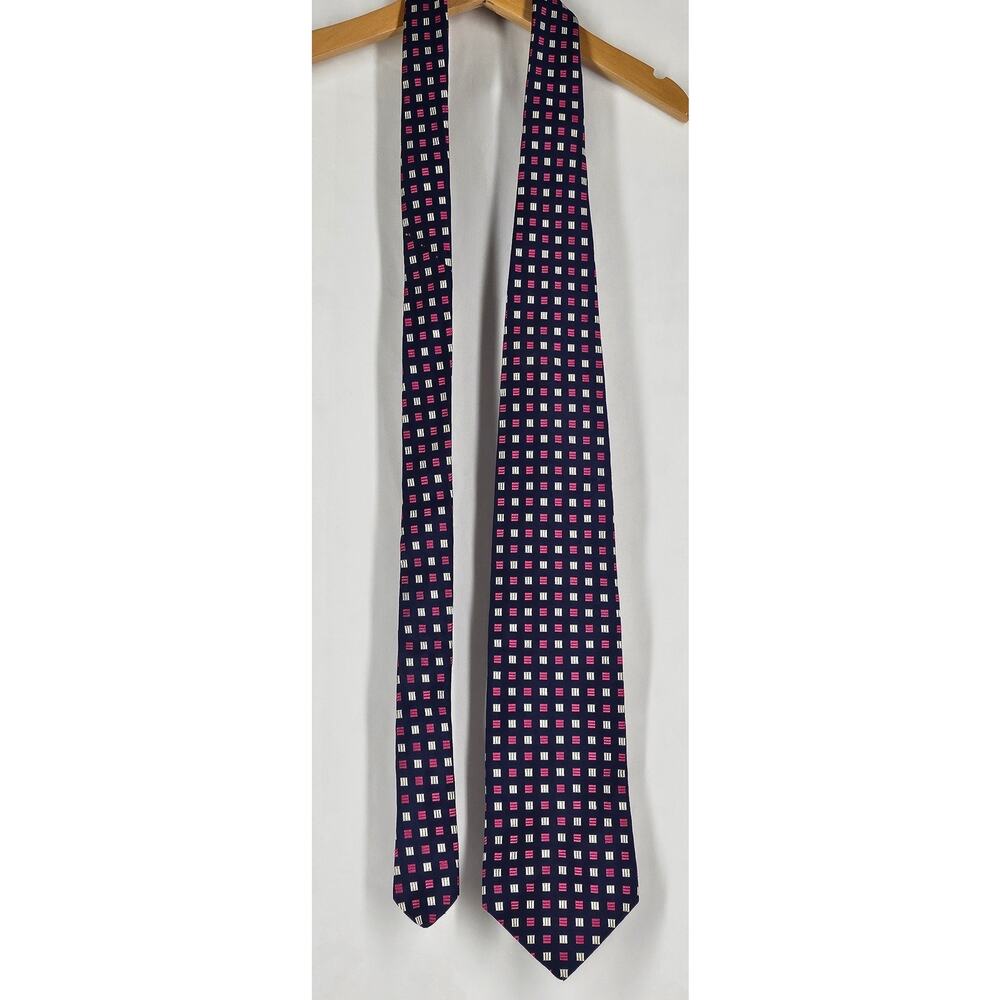 BROOKS BROTHERS MAKERS SILK TIE – BLUE W/ PINK & WHITE PATTERN – 4" WIDTH - Picture 10 of 11
